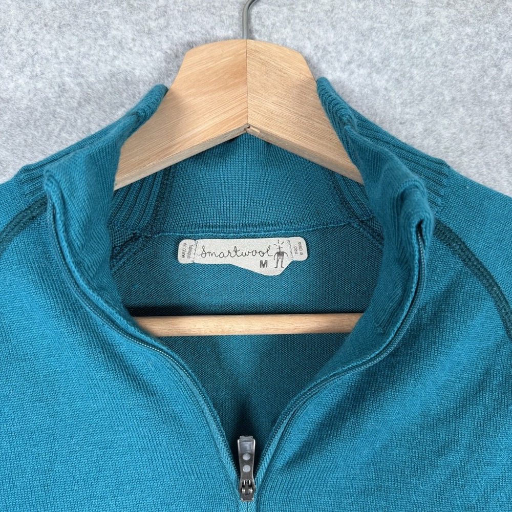 Smartwool Half Zip Womens Medium Merino Wool Ombré Teal Pullover Shirt - Picture 2 of 8